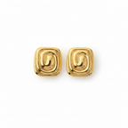 Boucles d'oreilles carrées dorées spirale fond blanc
