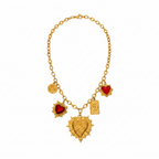 Collier charms cœur sacré doré fond blanc