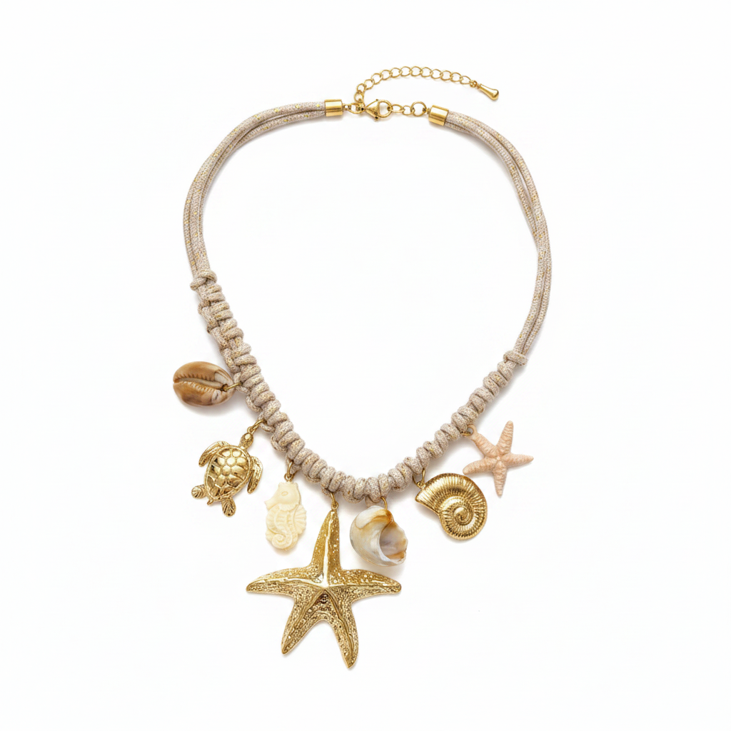 Collier macramé marin fond blanc