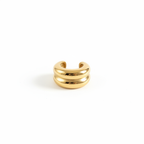 Ear cuff double bande dorée bombée fond blanc